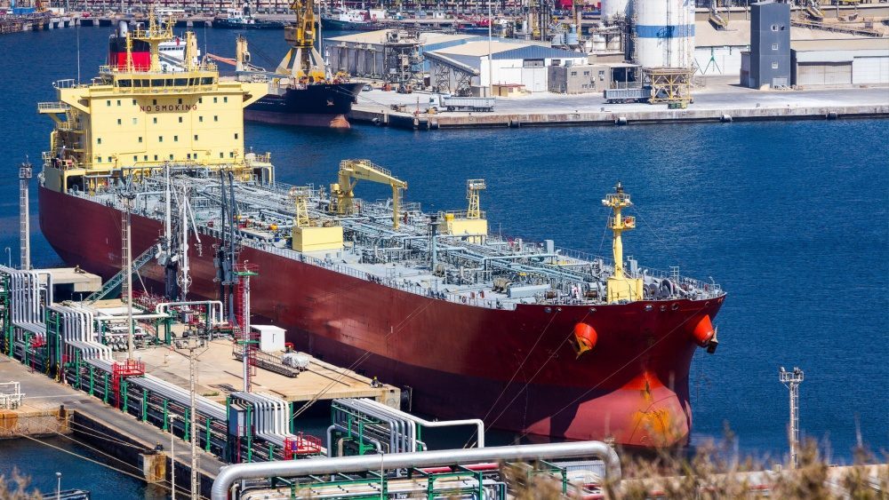 large tankers unloading crude oil